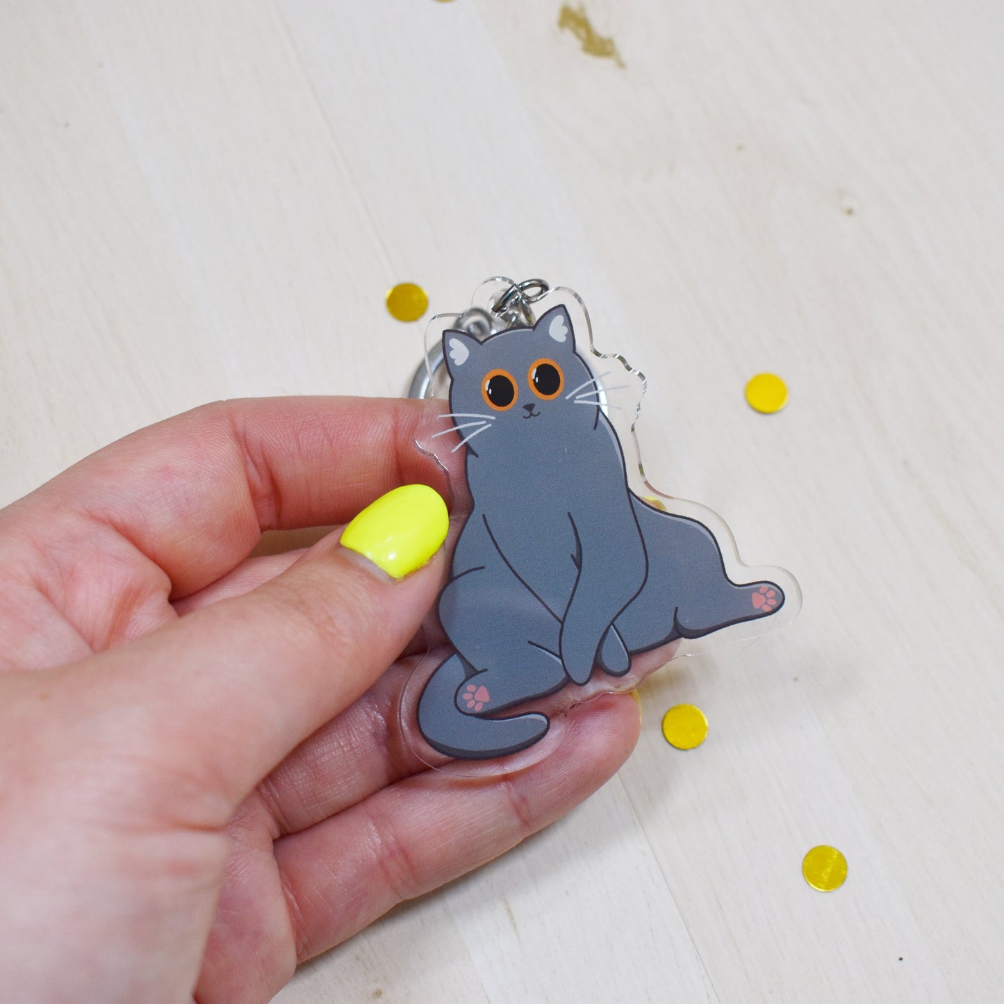 Grey Cat Keyring