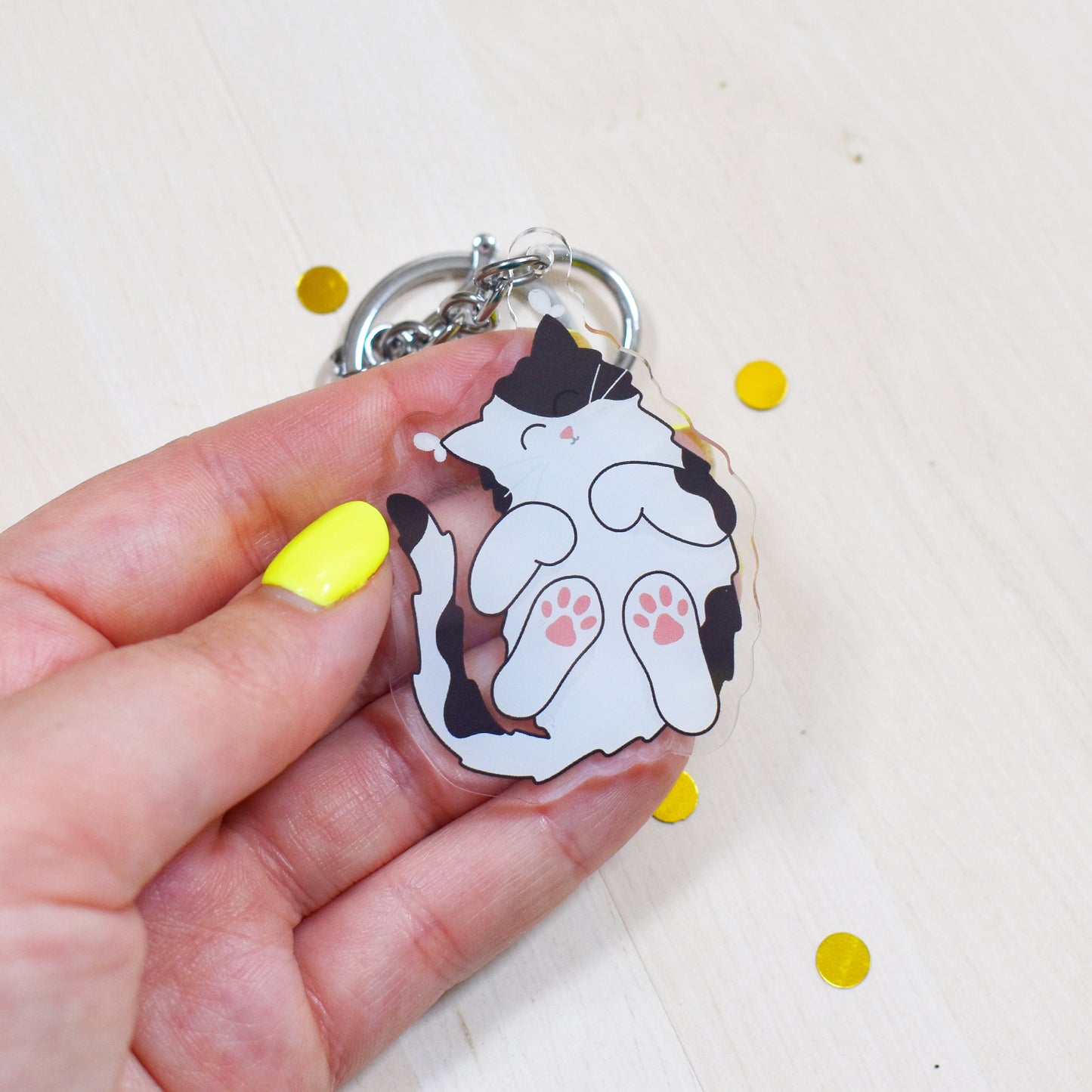 Black and White Cat Keyring
