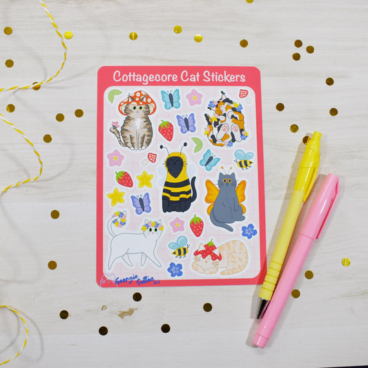 Cottagecore Cat Sticker Sheet