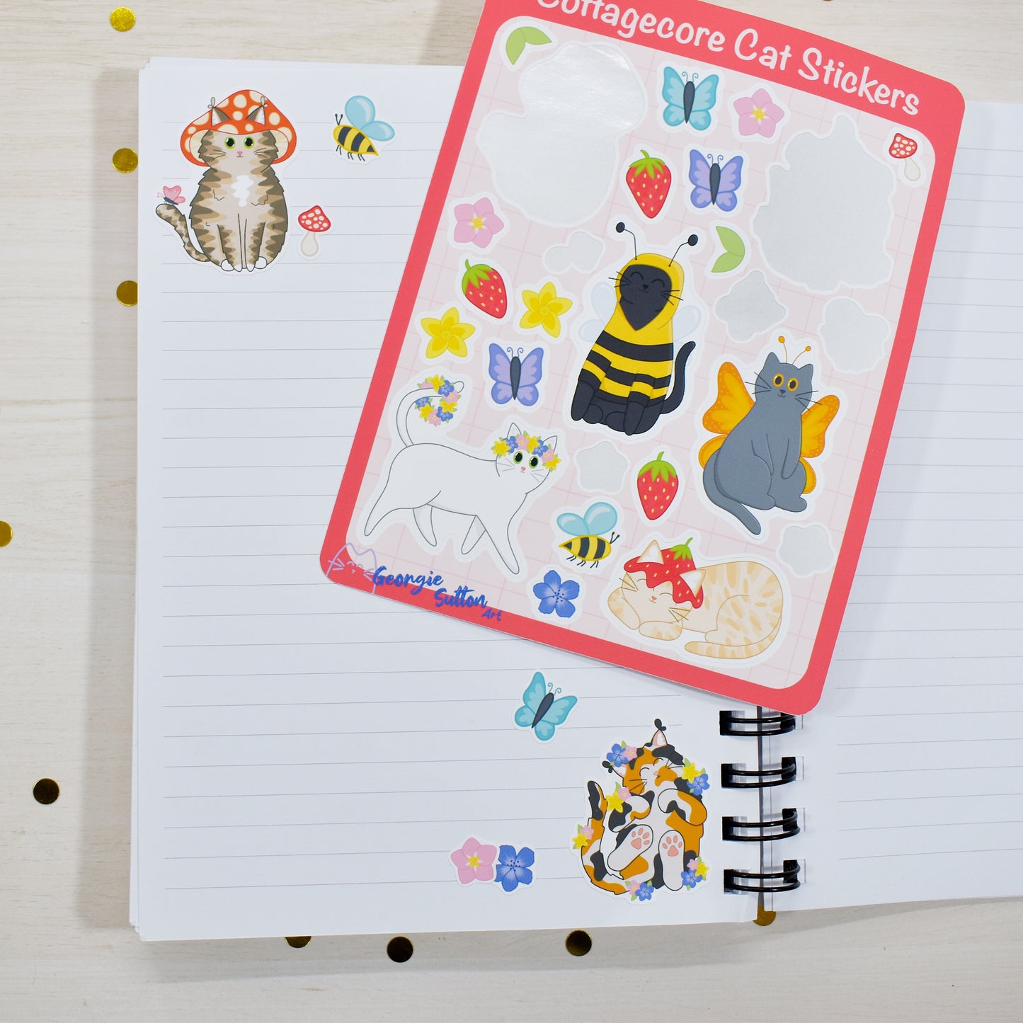 Cottagecore Cat Sticker Sheet