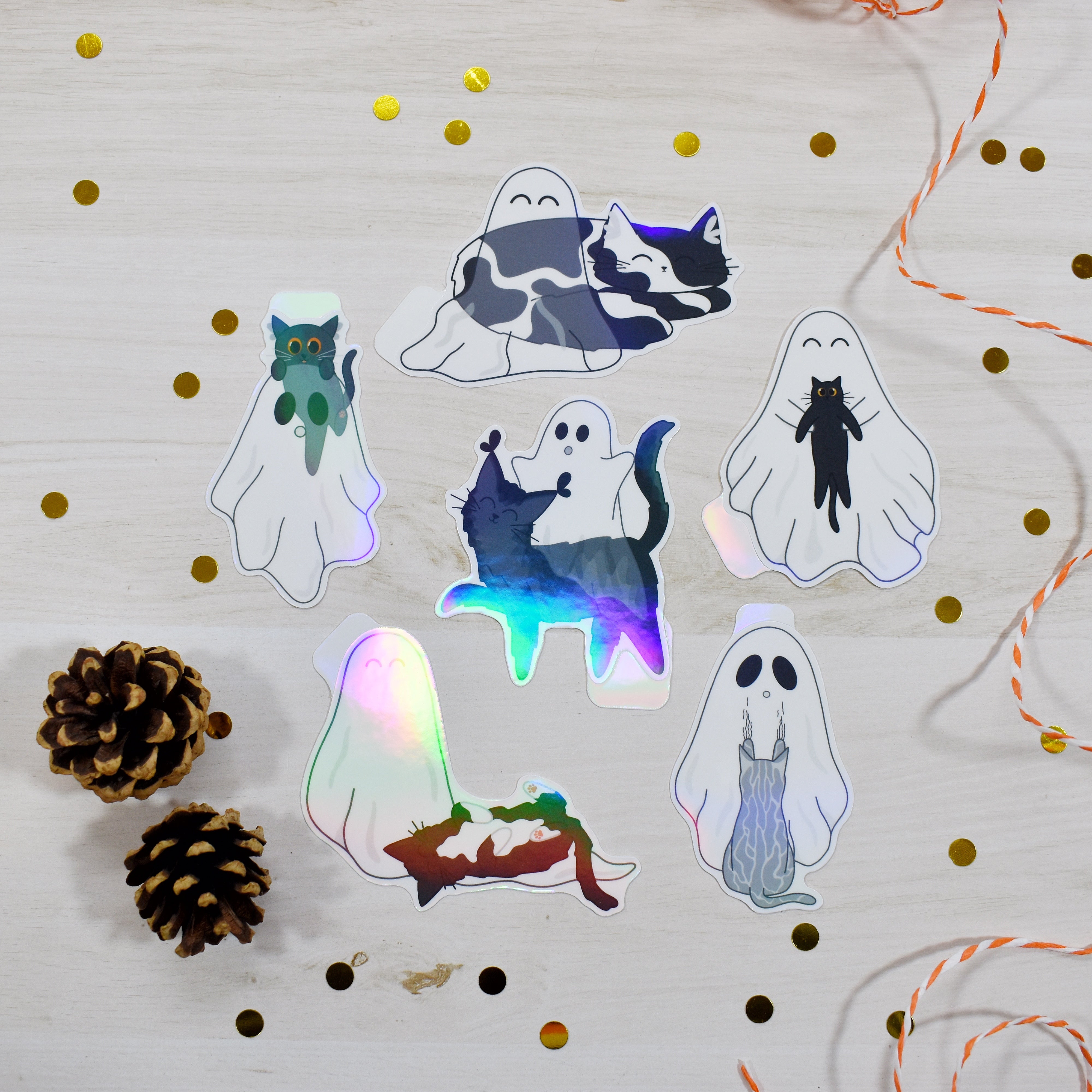 Ghost and Cats Sticker Pack – Georgie Sutton Art