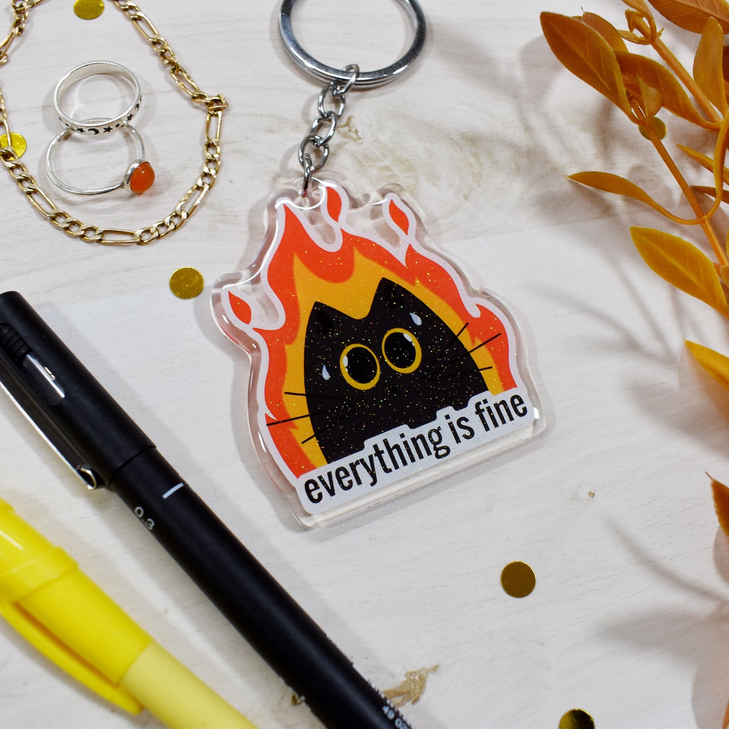 Fire Cat Keyring