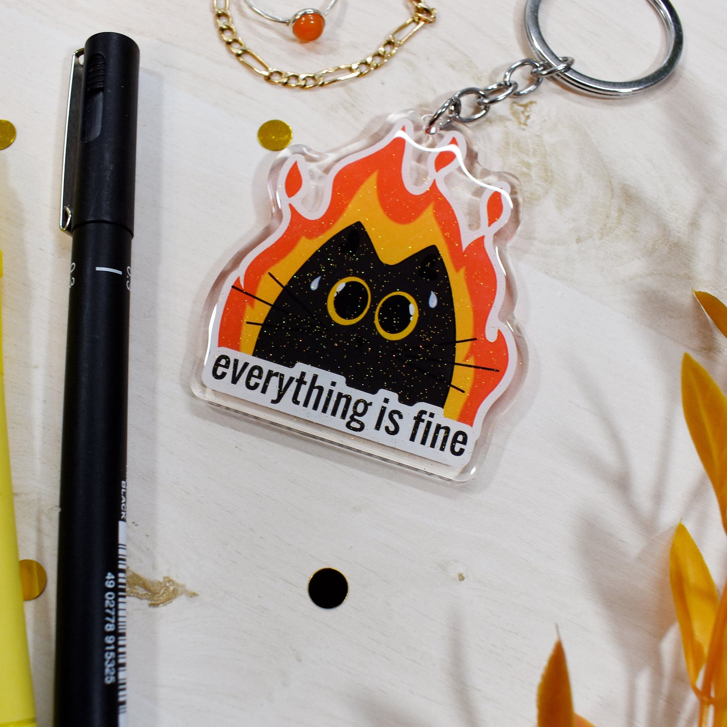 Fire Cat Keyring