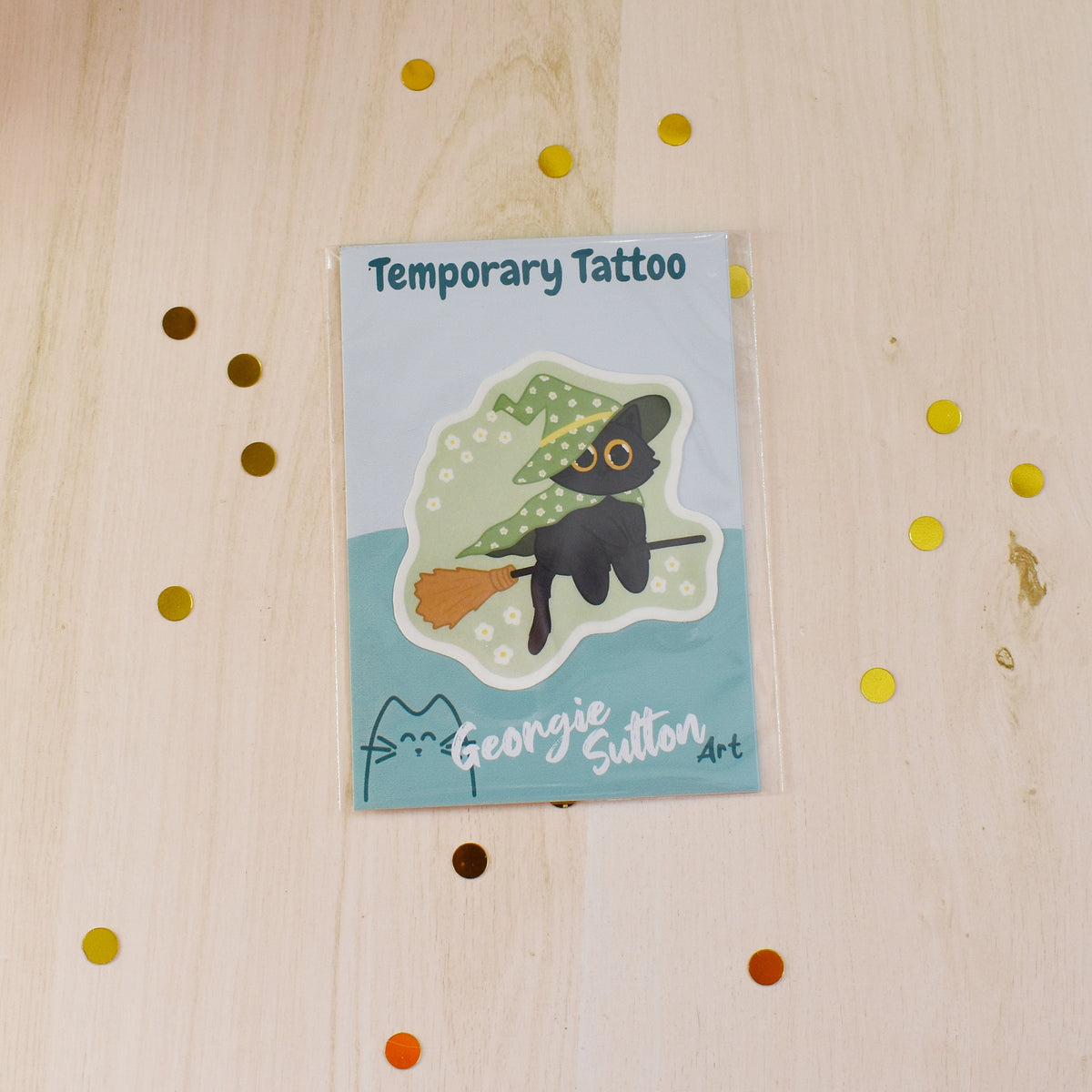 Witch Cat Temp Tattoo