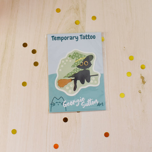 Witch Cat Temp Tattoo