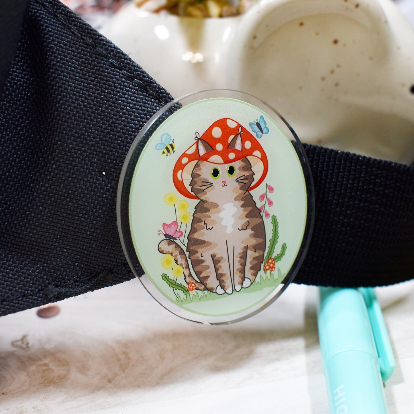 Mushroom Cat Pin Badge