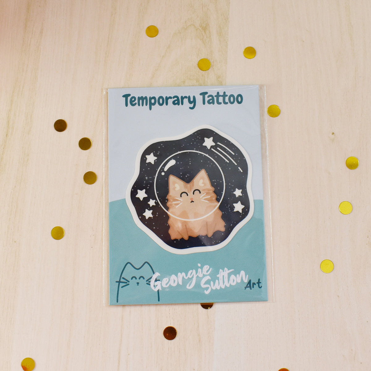 Space Cat Temp Tattoo