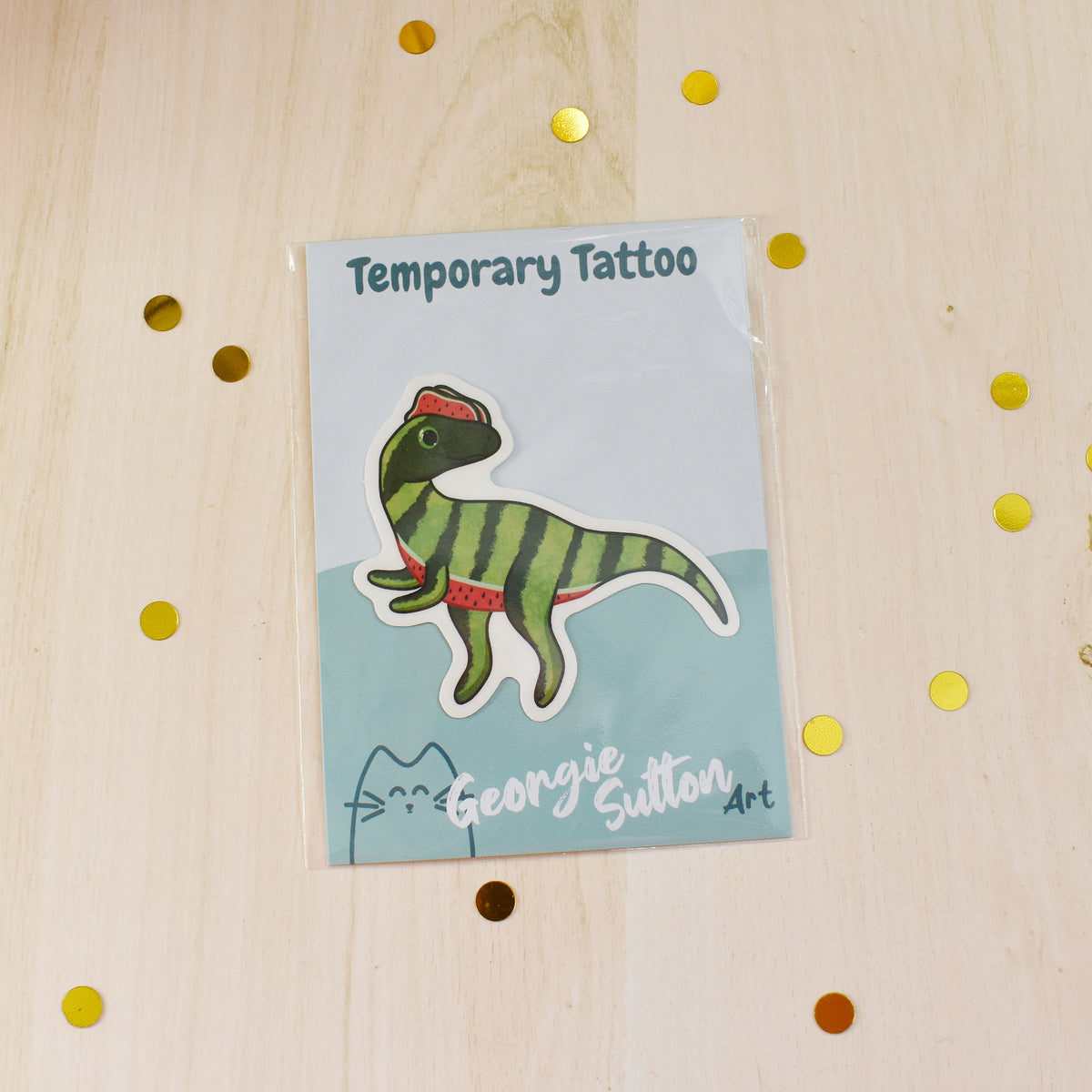 Watermelon Dino Temp Tattoo
