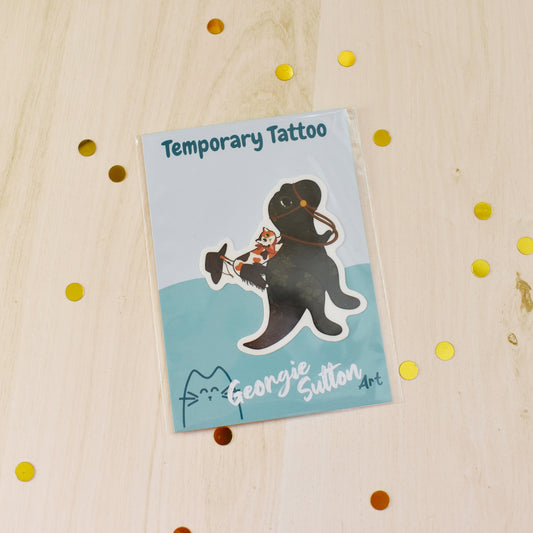Cowboy Cat & Dino Temp Tattoo