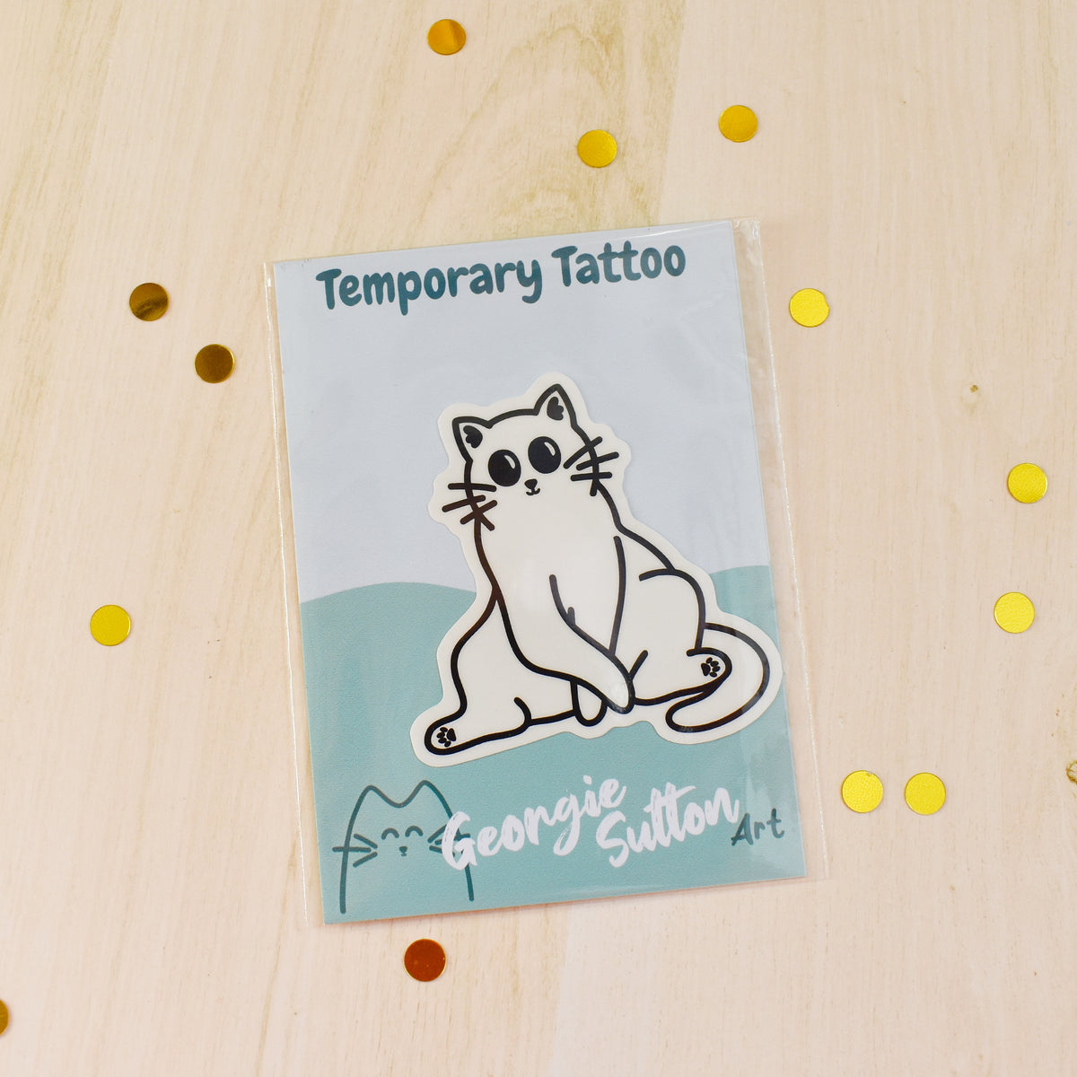 Sitting Cat Temp Tattoo