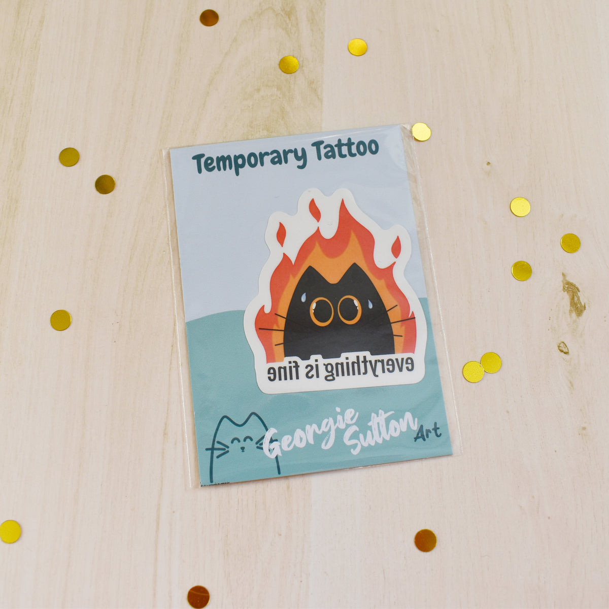 Fire Cat Temp Tattoo