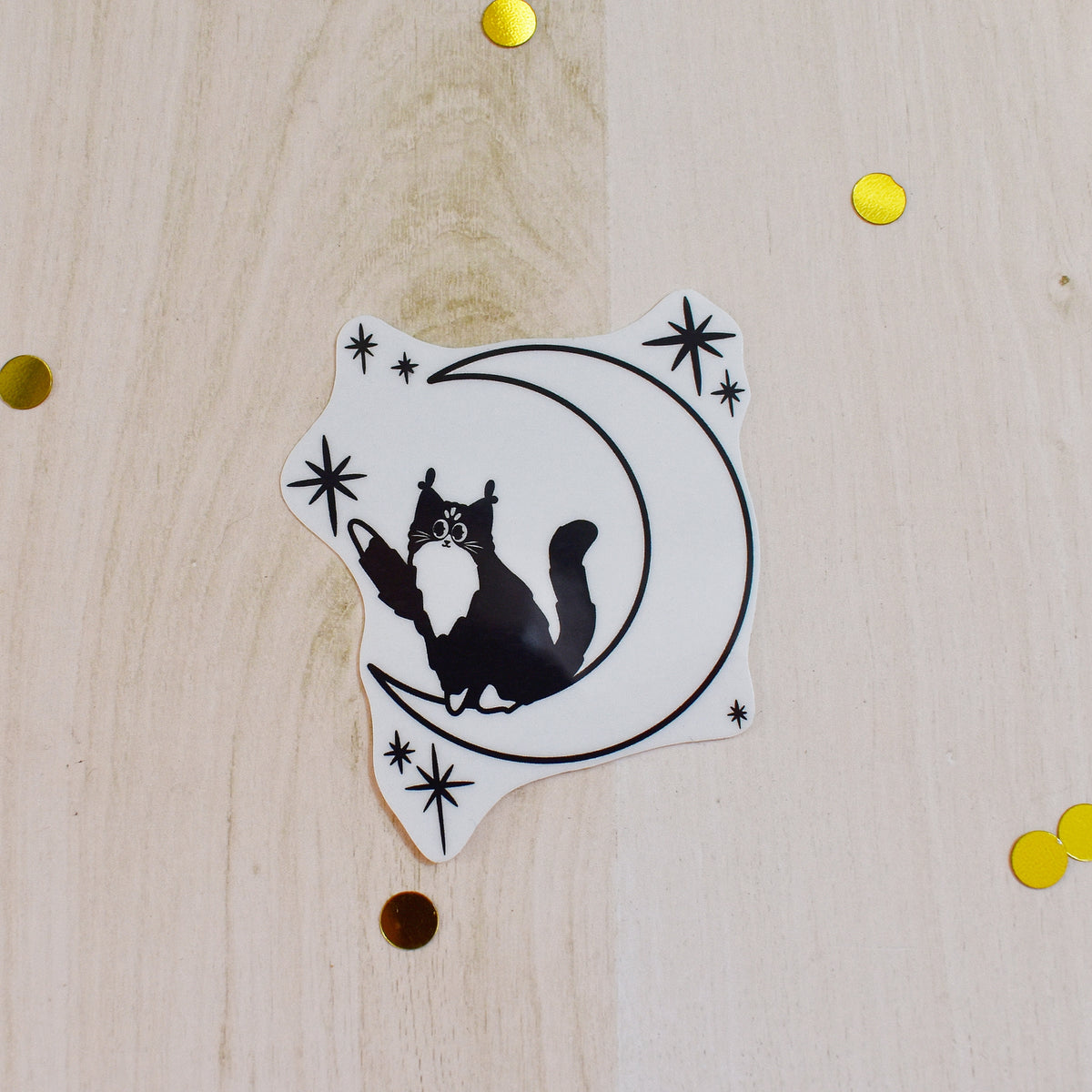 Moon Cat Temp Tattoo