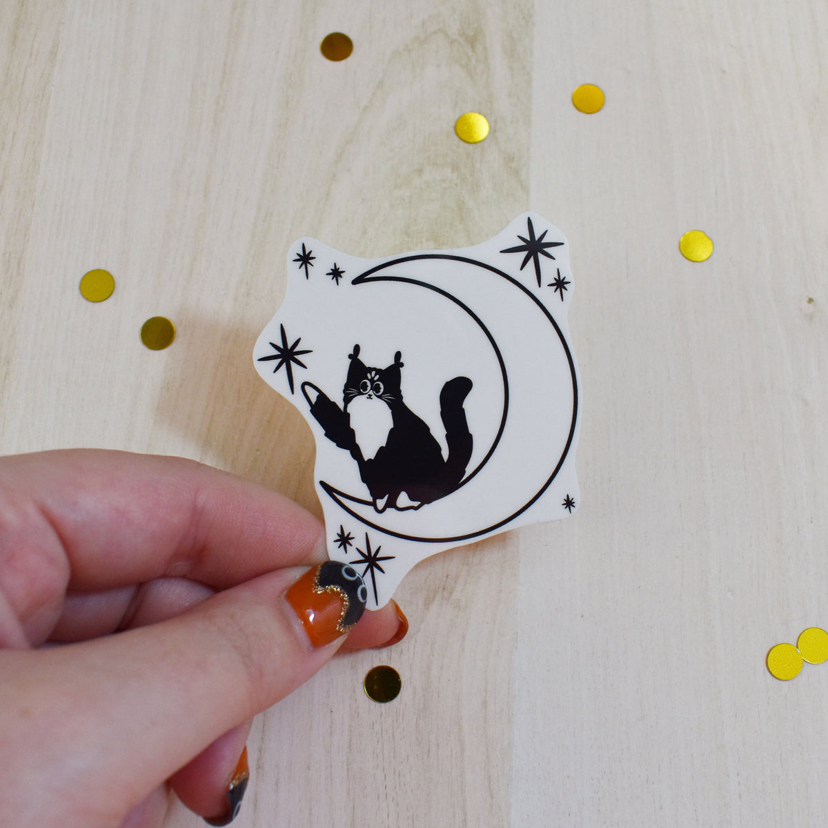 Moon Cat Temp Tattoo