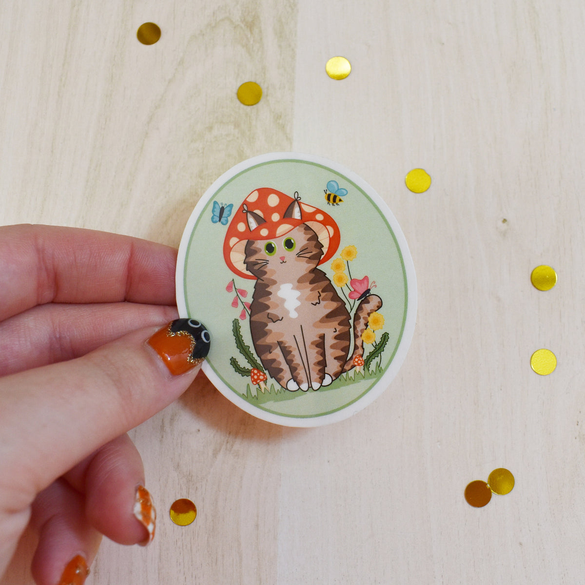 Mushroom Cat Temp Tattoo