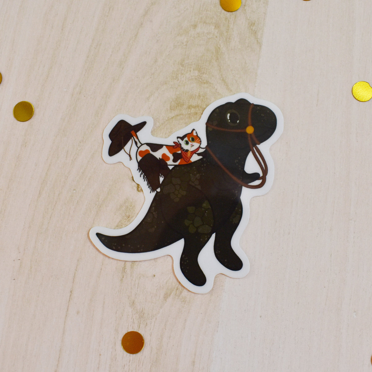 Cowboy Cat & Dino Temp Tattoo