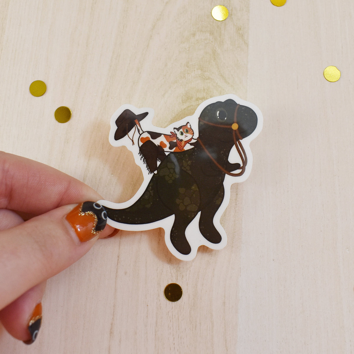 Cowboy Cat & Dino Temp Tattoo
