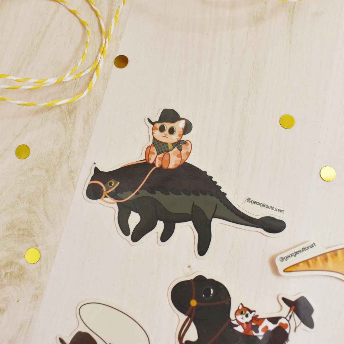 Cowboy Cat and Dinosaur Sticker Pack