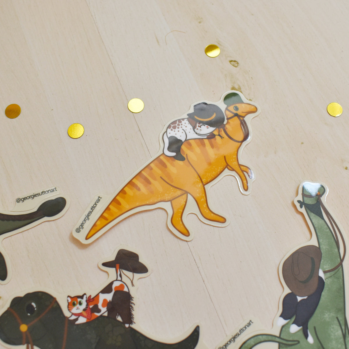 Cowboy Cat and Dinosaur Sticker Pack