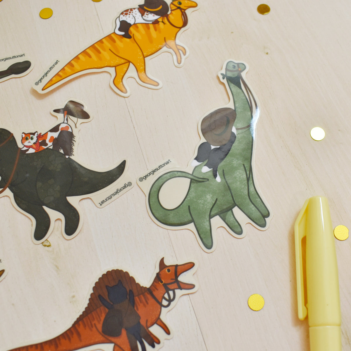 Cowboy Cat and Dinosaur Sticker Pack