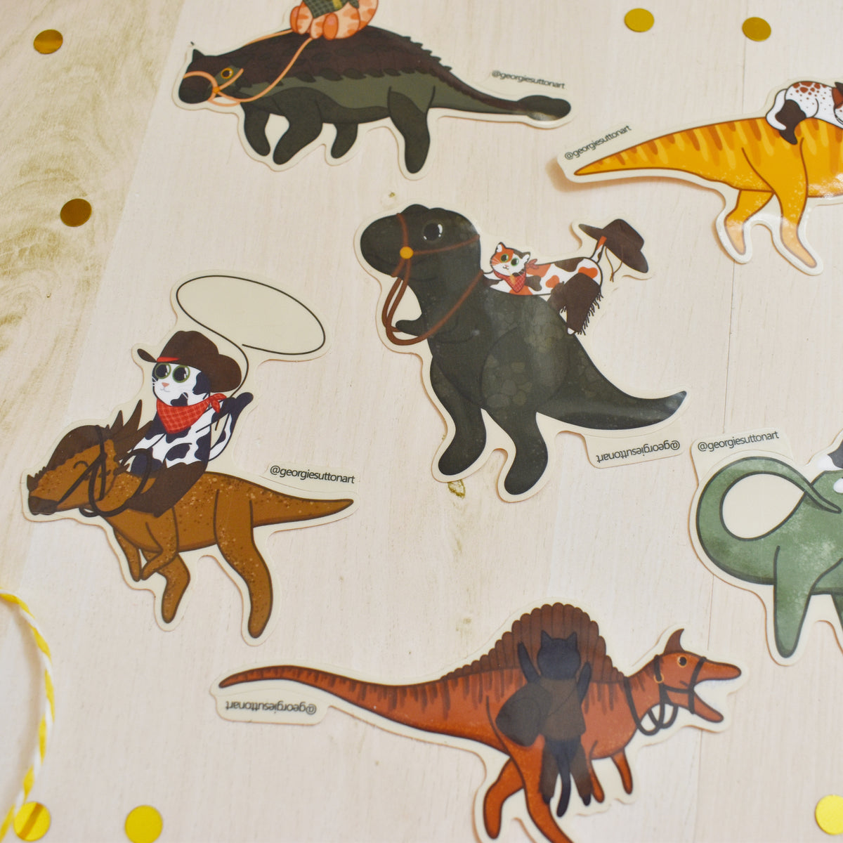 Cowboy Cat and Dinosaur Sticker Pack