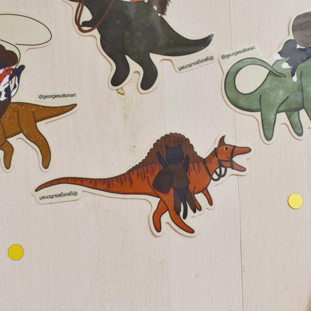 Cowboy Cat and Dinosaur Sticker Pack