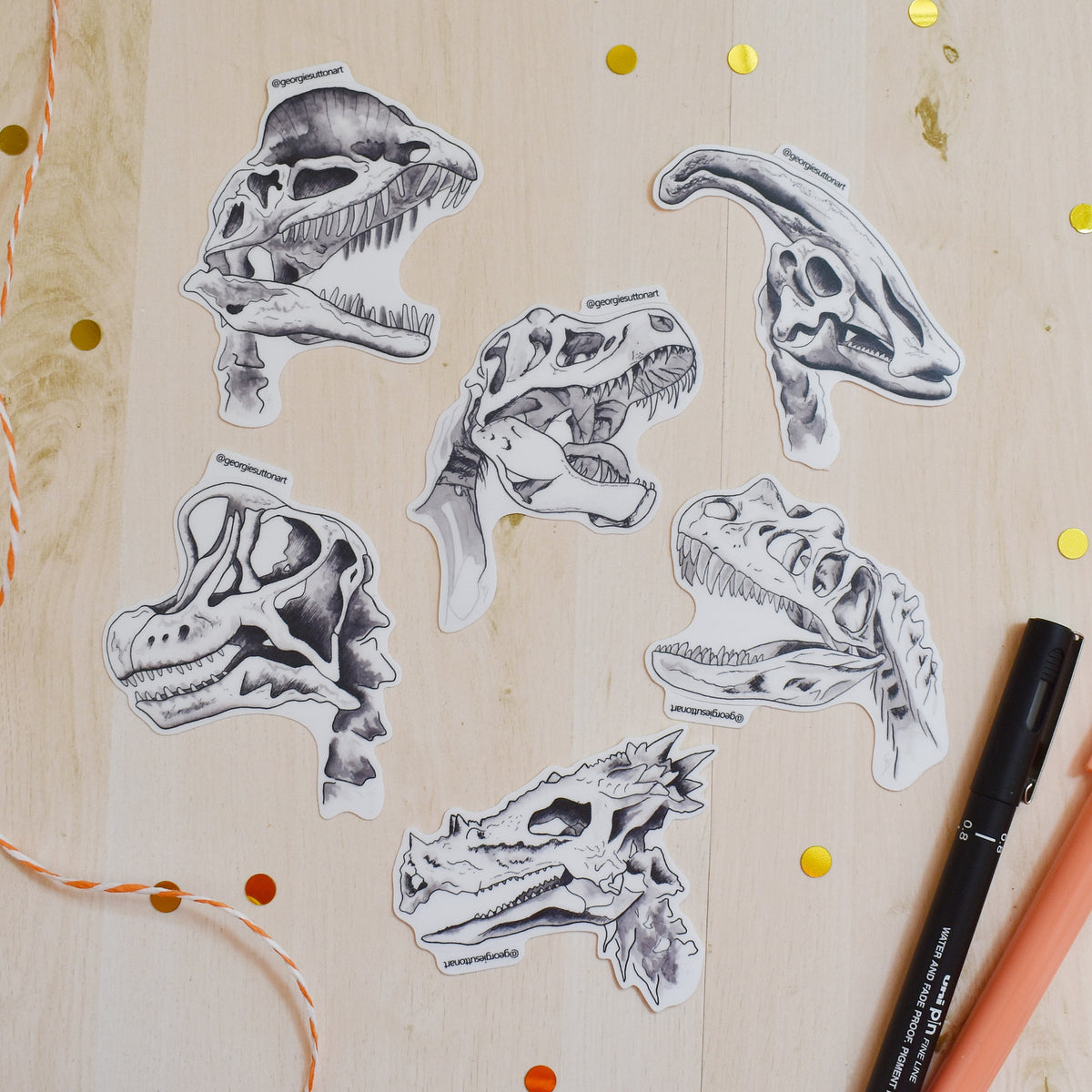 Dinosaur Skull Sticker Pack