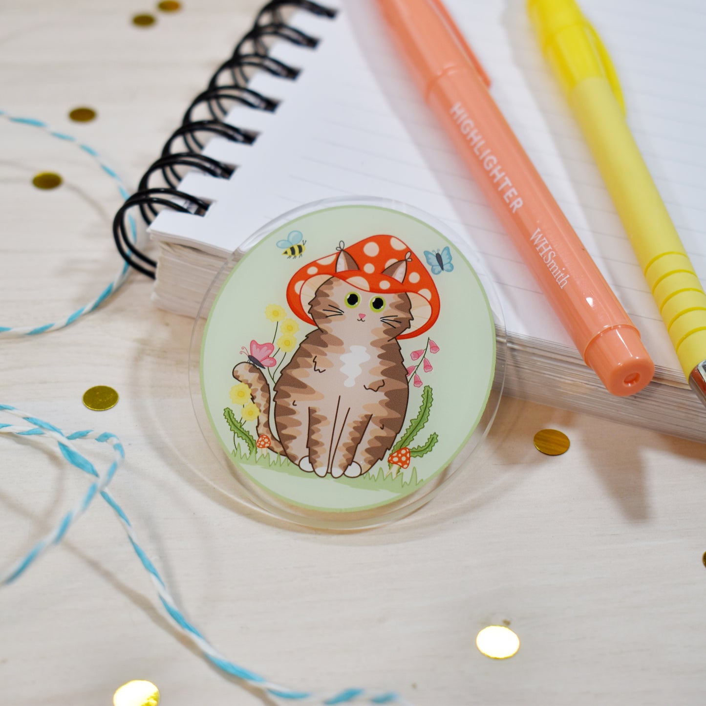 Mushroom Cat Keyring