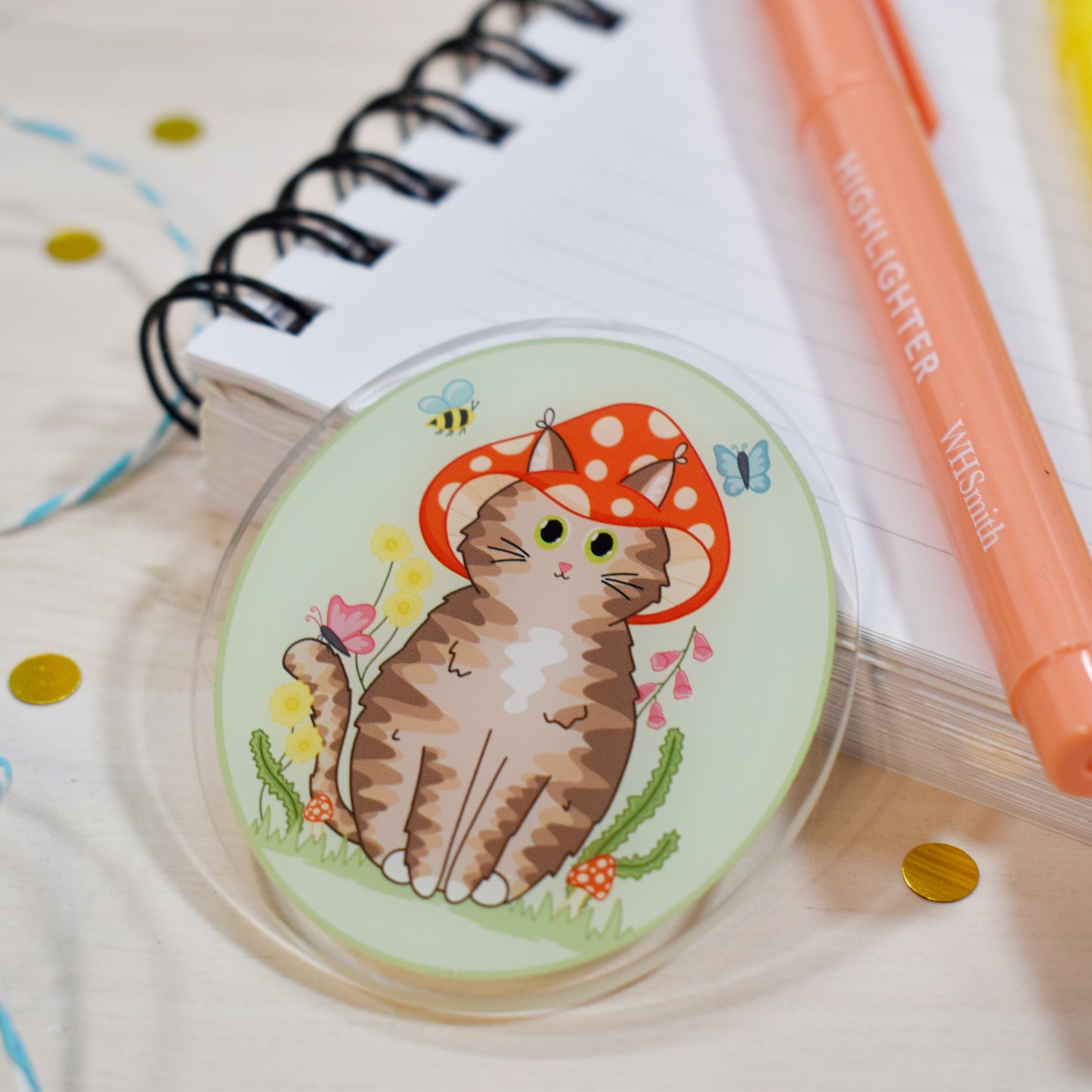 Mushroom Cat Keyring