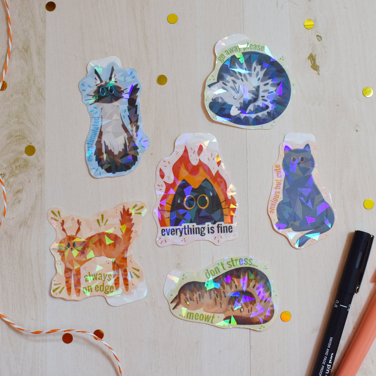 Anxious Cat Sticker Pack