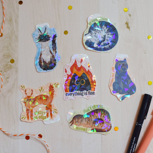 Anxious Cat Sticker Pack