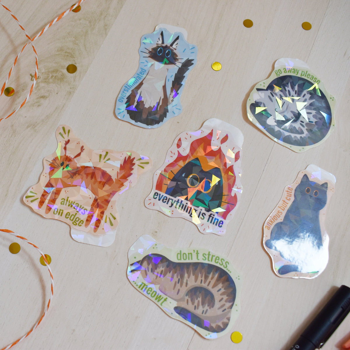 Anxious Cat Sticker Pack