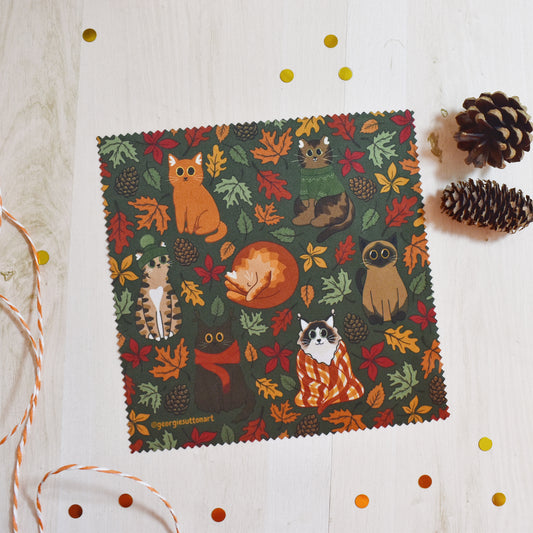 Autumn Cat Glass Cloth