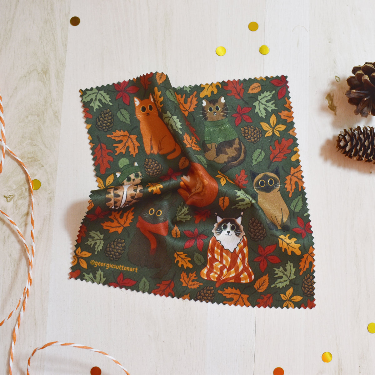 Autumn Cat Glass Cloth