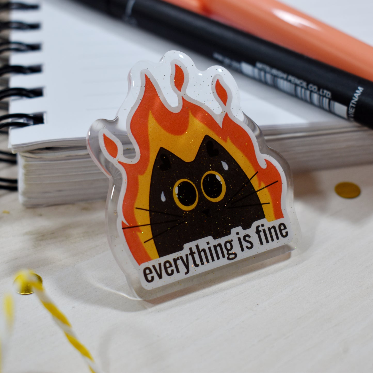 Fire Cat Pin Badge