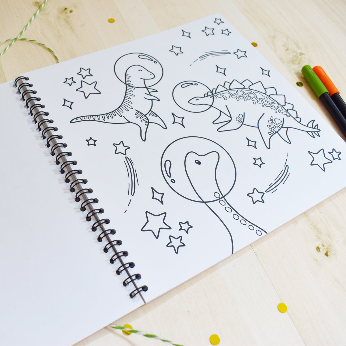 Cat and Dino Colouring Book