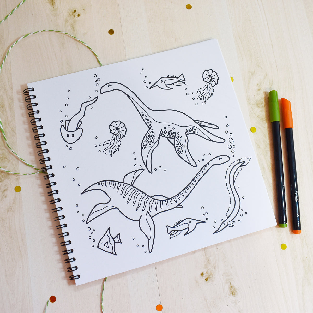 Cat and Dino Colouring Book