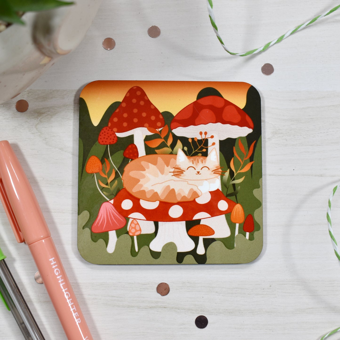 Mushroom Cat Coaster