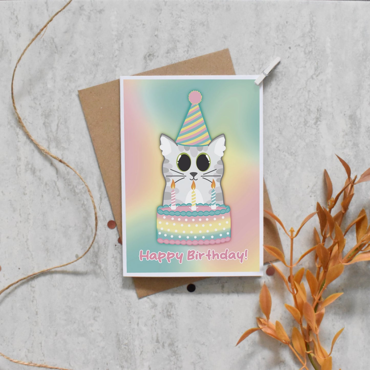 Cat Birthday Cake Card