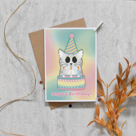 Cat Birthday Cake Card