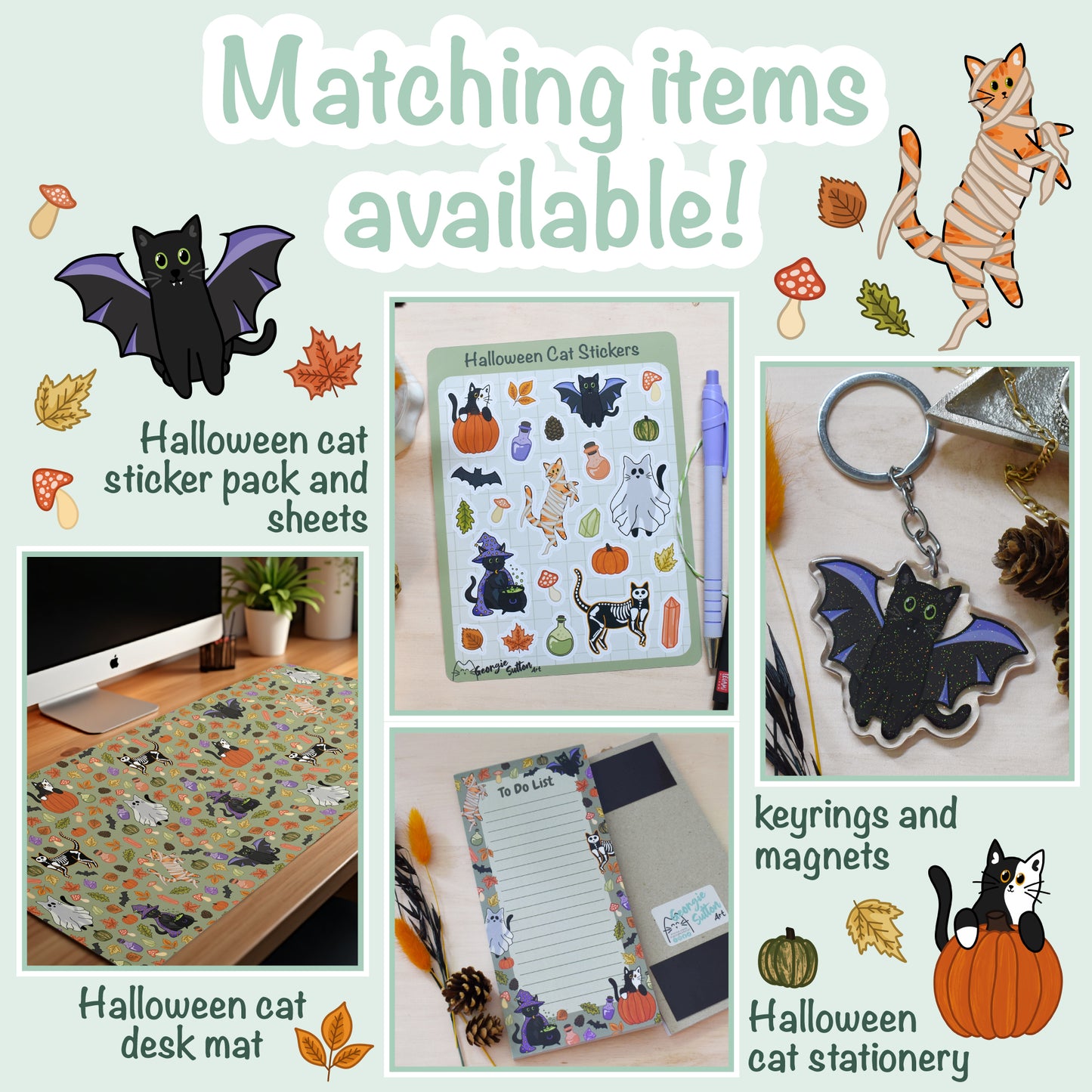 Mushroom Cat Keyring