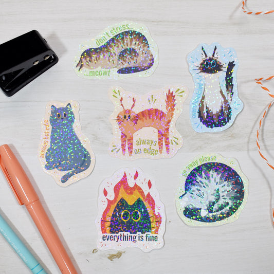 Anxious Cat Sticker Pack