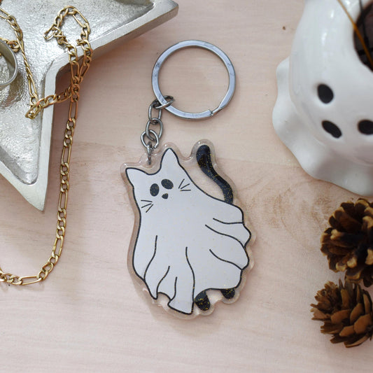 Ghost Cat Keyring