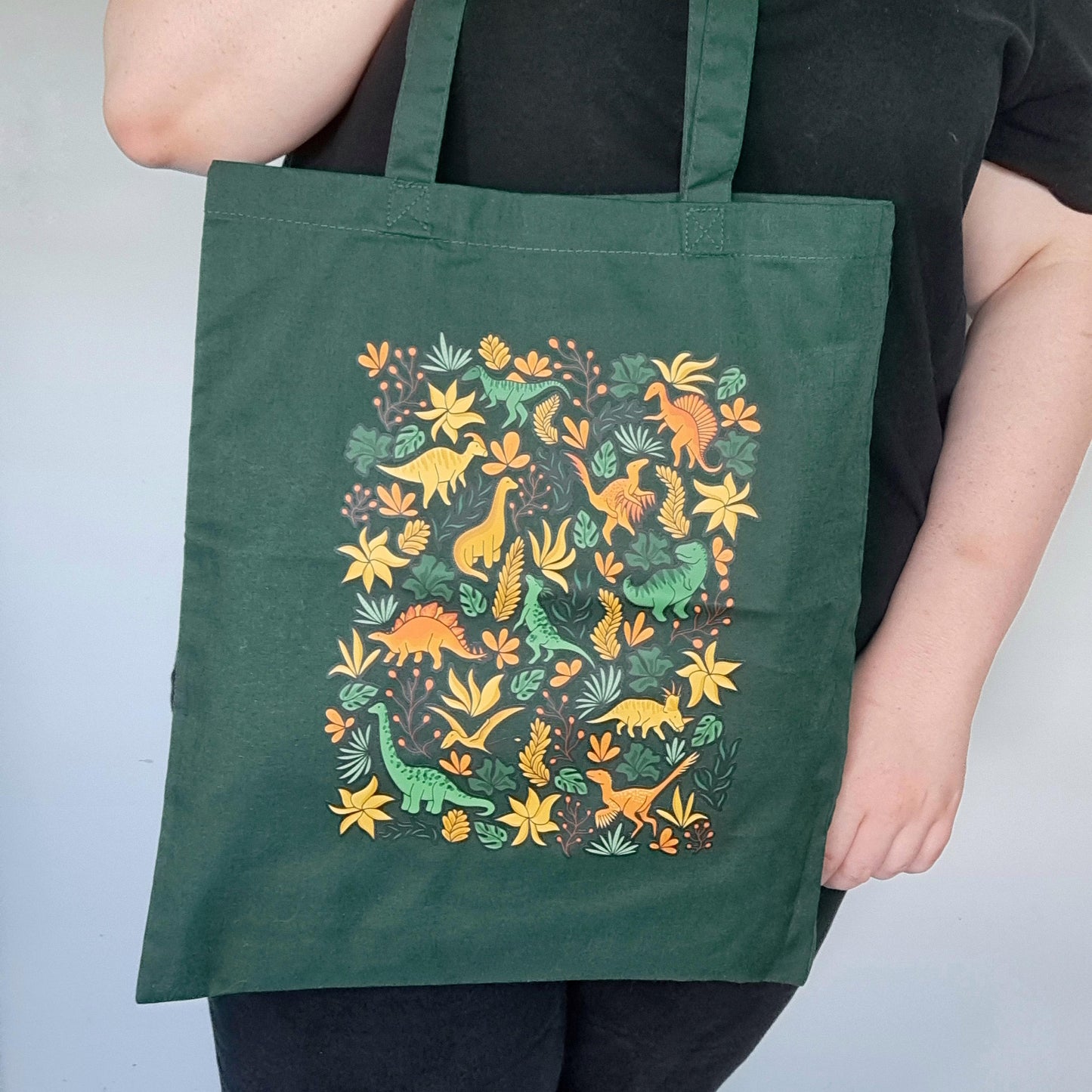 Floral Dinosaur Tote Bag