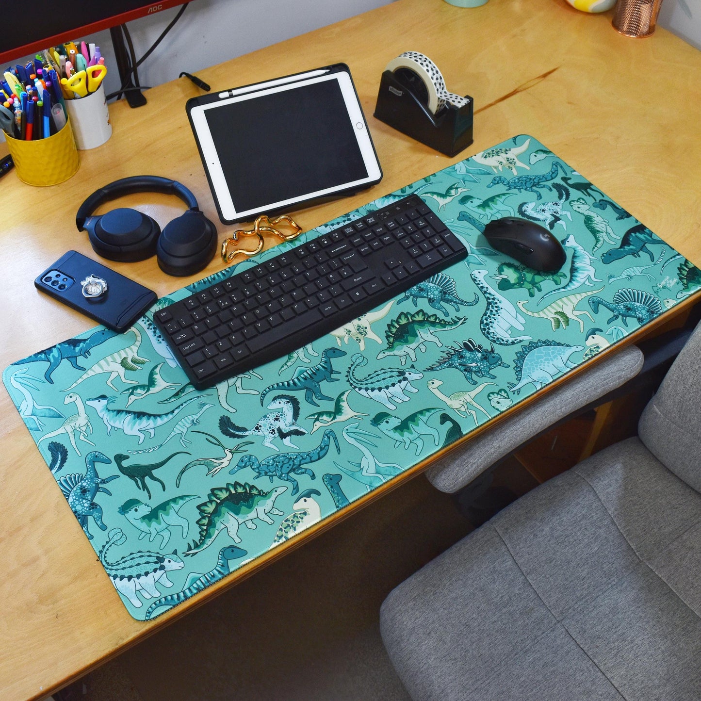 Green Dino Desk Mat