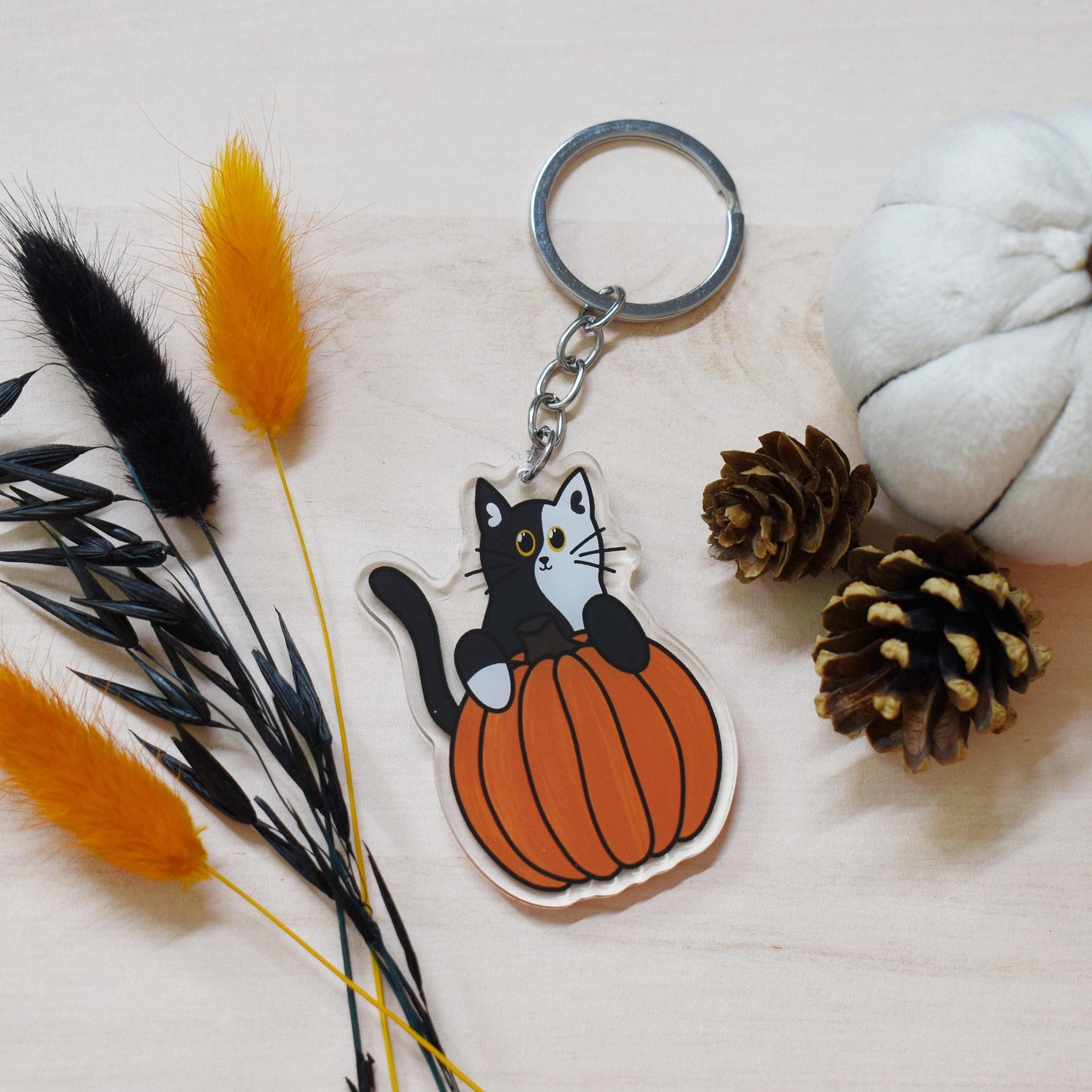 Pumpkin Cat Keyring