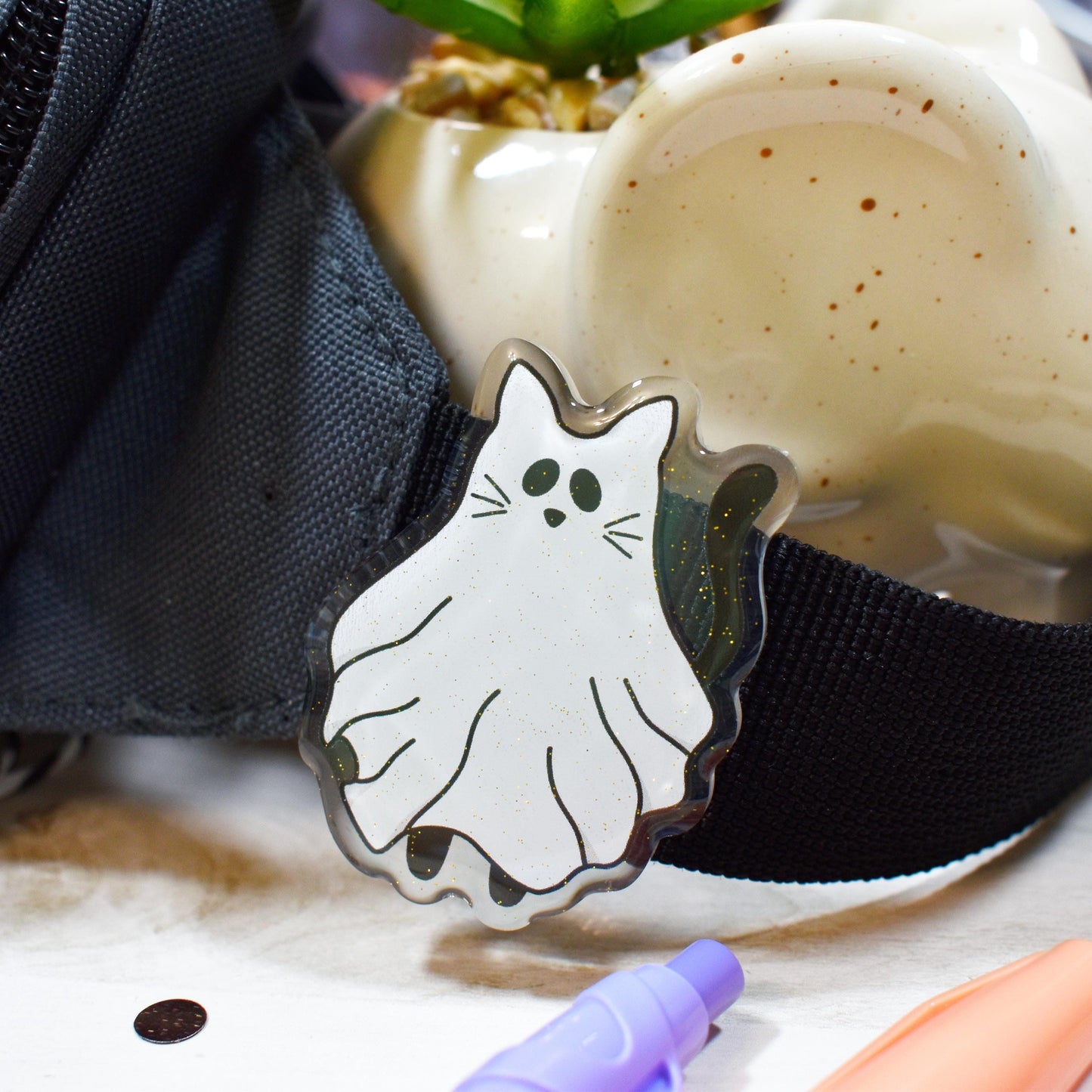 Ghost Cat Pin Badge