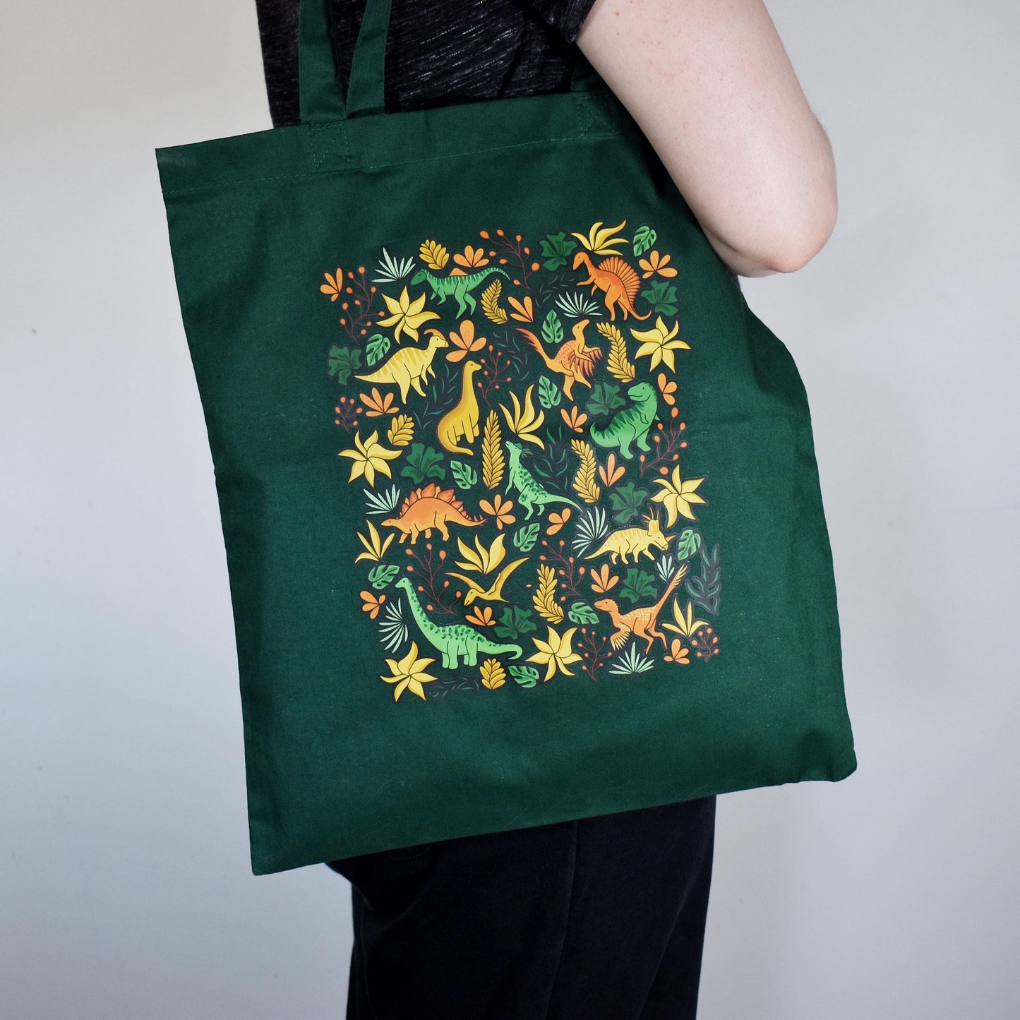 Floral Dinosaur Tote Bag