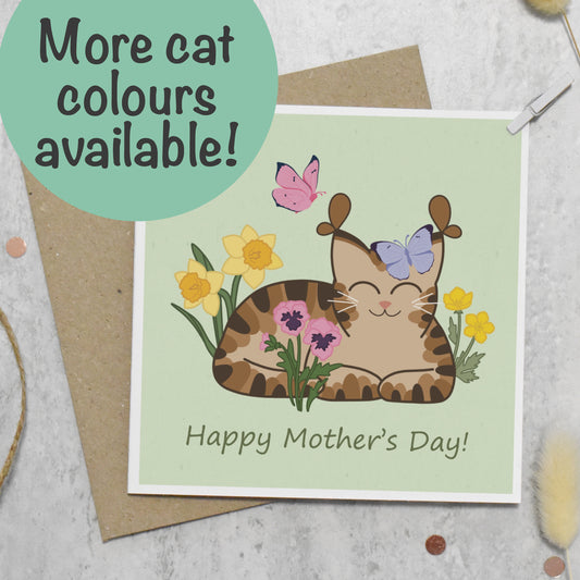 Cat and Flowers Mother's Day Card