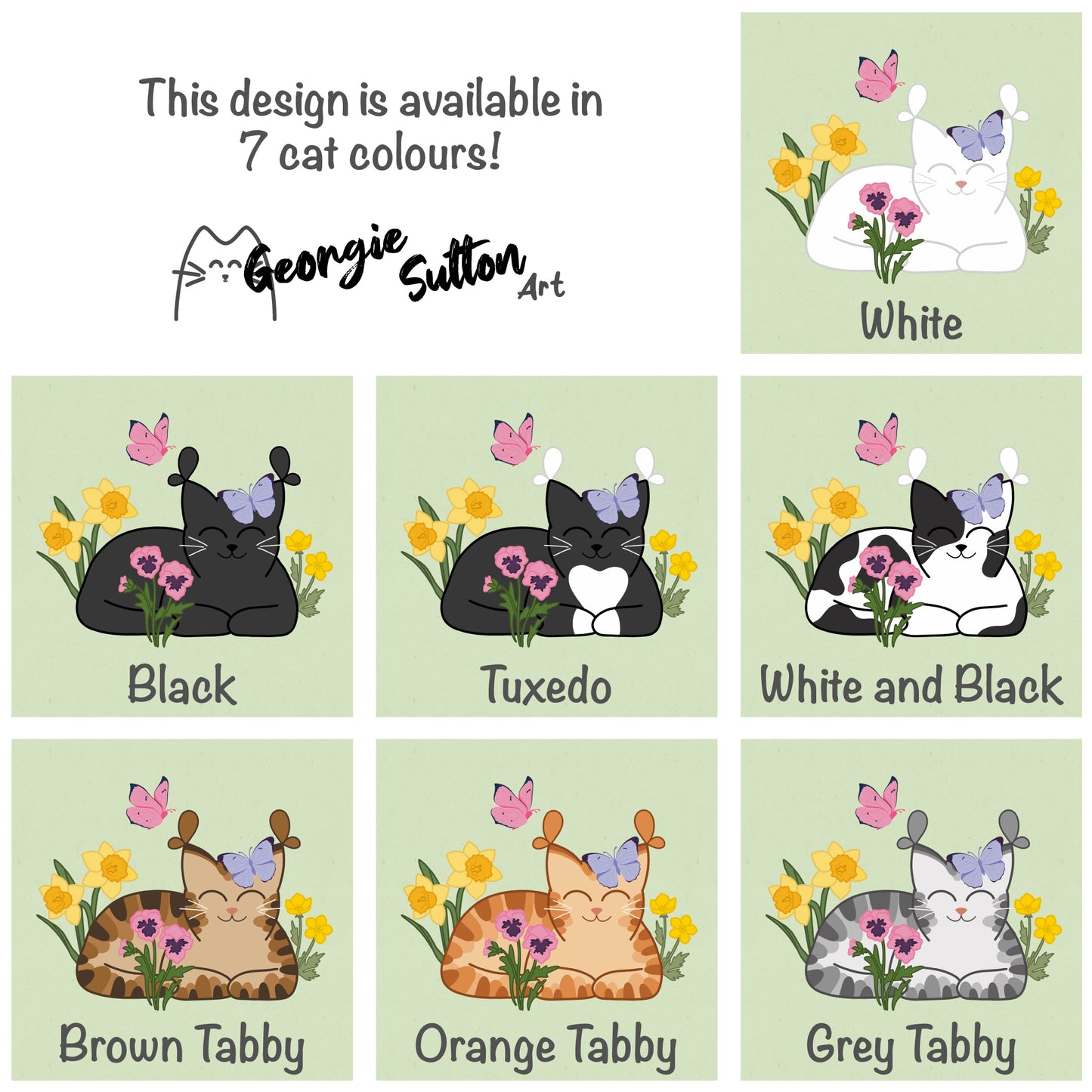 Cat and Flowers Mother's Day Card